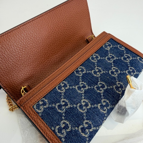 Gucci NWT Denim Jackie 1961 Monogram Wallet on Chain - Picture 8 of 13